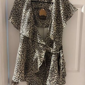 Leopard Print Wrap Top